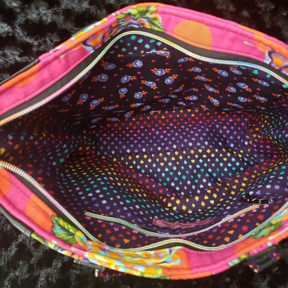 Pink/Black Painted Roses Handbag - Picture 11 of 11